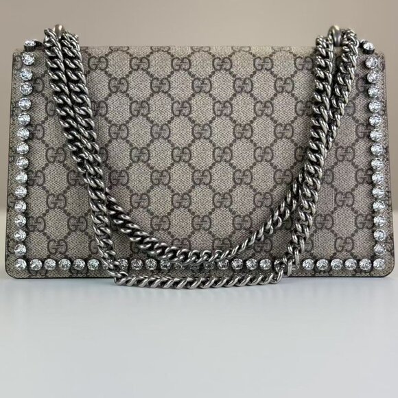 Gucci GG Logo Supreme Medium Dionysus Shoulder Bag With Diamond - Picture 3 of 9